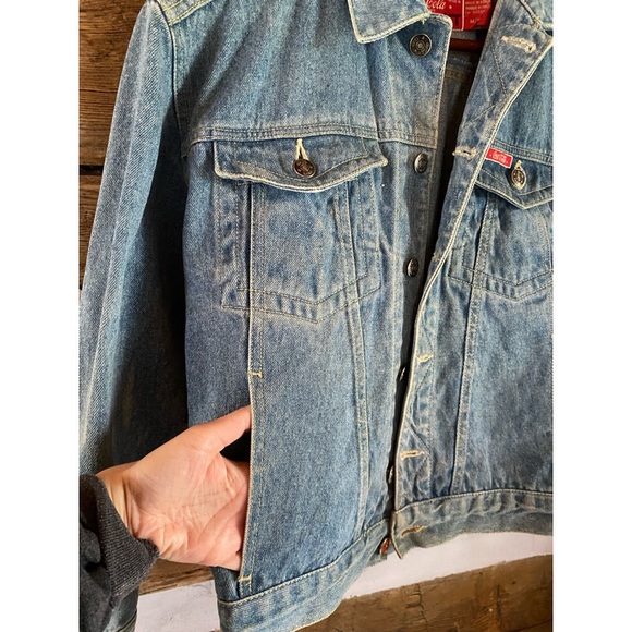 COCA COLA VINTAGE jean jacket size small 80s/90s lightwash denim - Picture 10 of 14